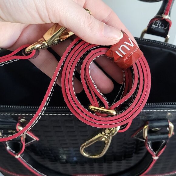 NWT INVECE Italian Patent Leather Handbag with Shoulder Strap & Keychain - Picture 8 of 12